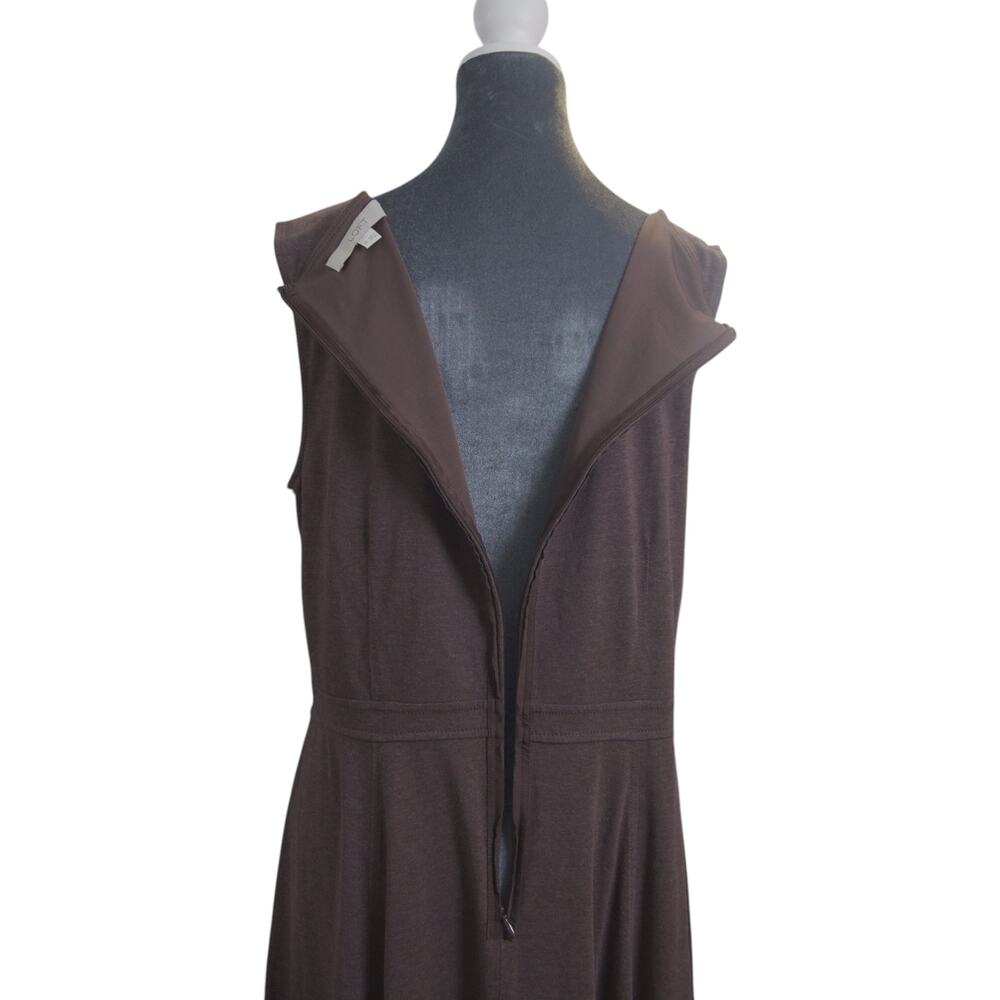 LOFT Dress Size 14 Toffee Brown Sleeveless Fit Flare Lined Fall Neutral EUC - Picture 10 of 16